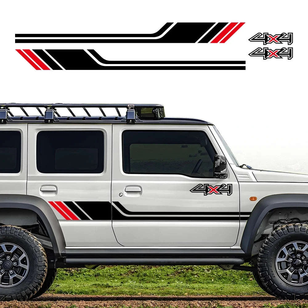 1 Pair 4x4 Off Road Side Body Sticker Decals-Glossy Black / 150x16cm