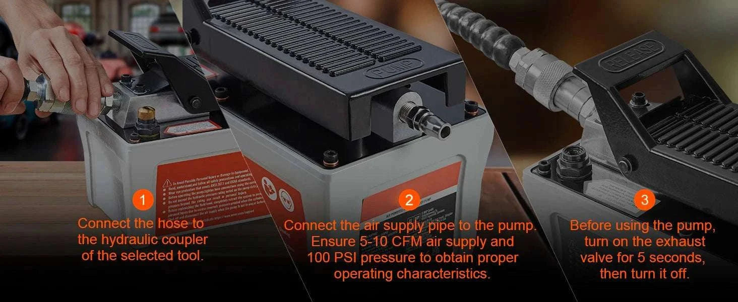 10,000 PSI Air Hydraulic Foot Pump with 1.6L Reservoir-Orange / EU / france