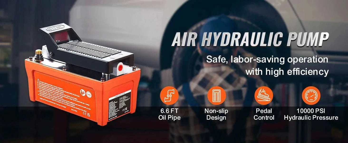 10,000 PSI Air Hydraulic Foot Pump with 1.6L Reservoir-Orange / EU / france