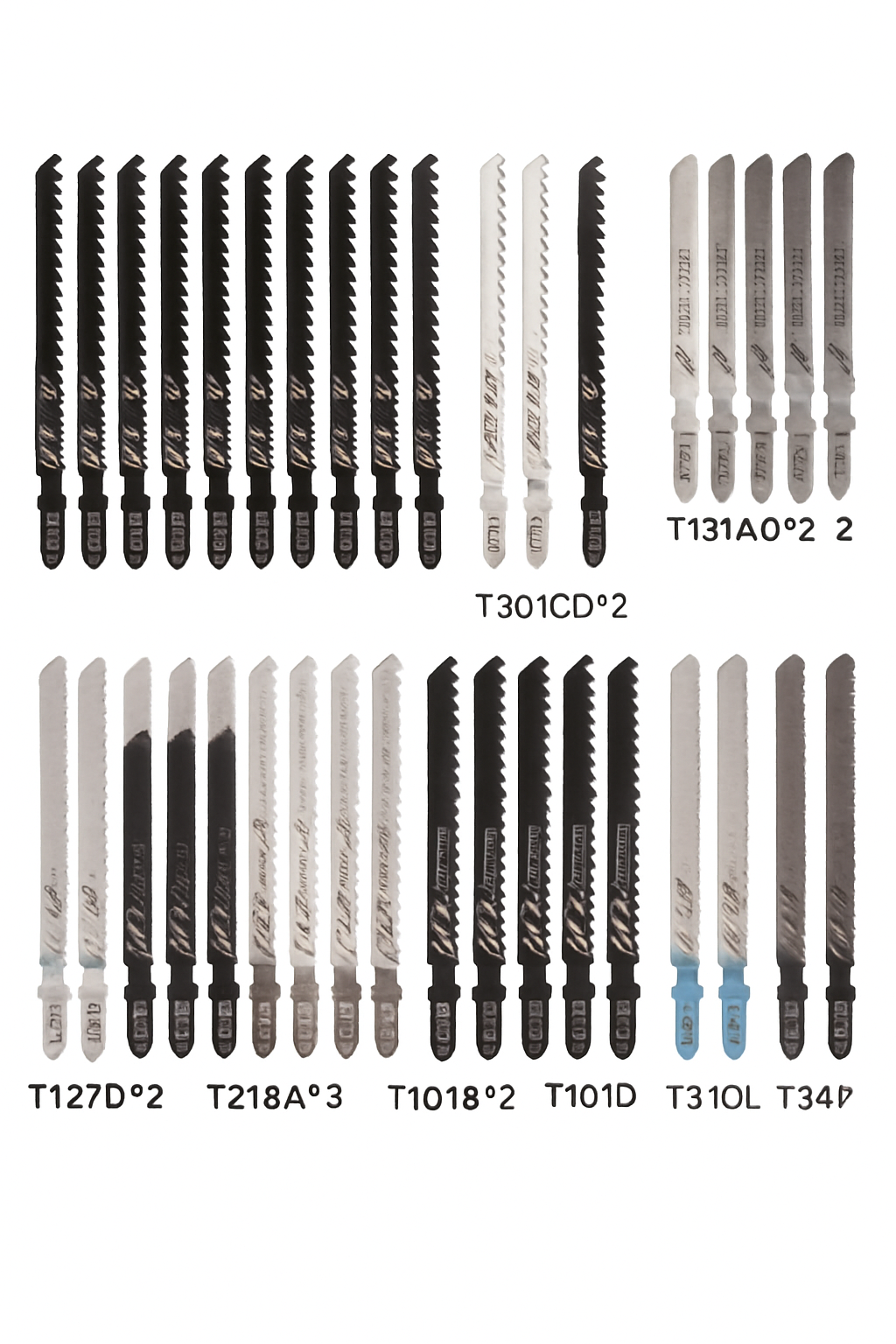 Assorted HCS T-Shank Jigsaw Blades Set for Wood, Plastic, Metal