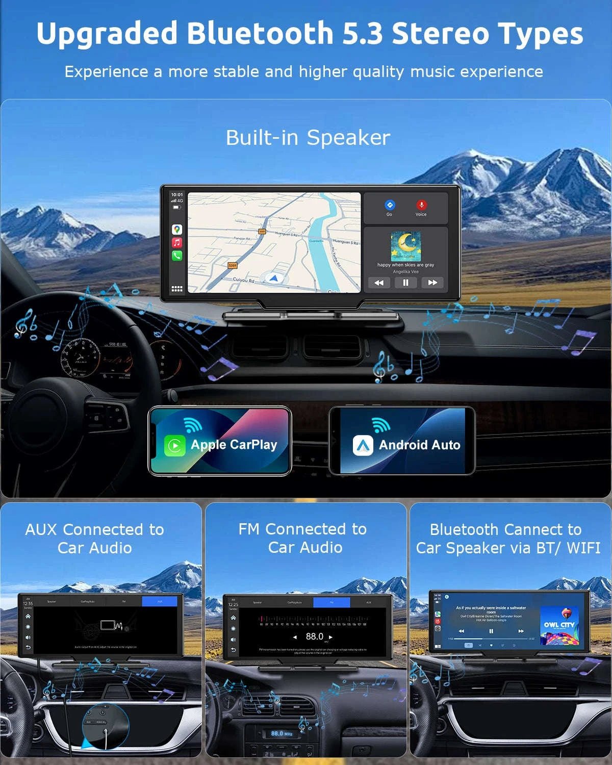 10.26" 4K Dash Cam Car Stereo with Wireless CarPlay-1026SCP Carplay / United States