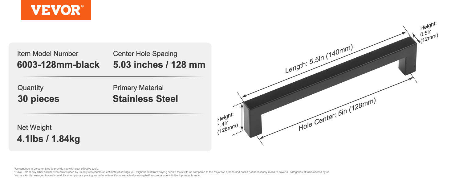 10/30 Pack Stainless Steel Cabinet Pulls Matte Black-10pcs 96mm Quadrate / United States