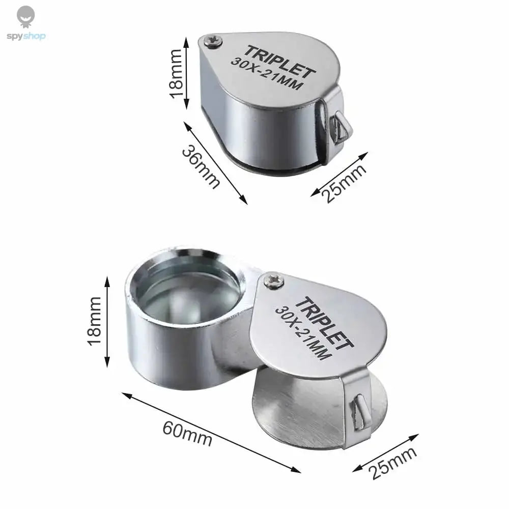 10-30X Pocket Loupe Magnifier Jewelry Magnifying Glass Foldable Diamond Lupa Triplet Jewelers Eye Glass Tool Reading Magnifier Spy-shop.com