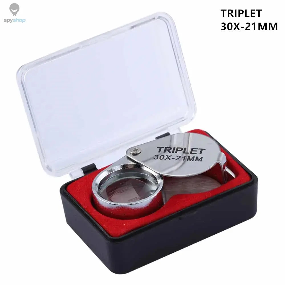 10-30X Pocket Loupe Magnifier Jewelry Magnifying Glass Foldable Diamond Lupa Triplet Jewelers Eye Glass Tool Reading Magnifier Spy-shop.com