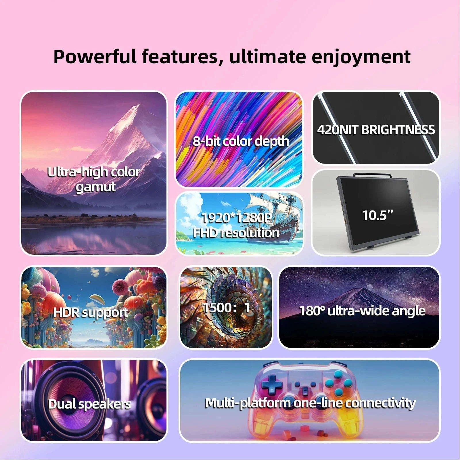 10.5" Portable Monitor 1920x1280 IPS USB-C HDMI for Laptop Console-ZSUS10A / NONE