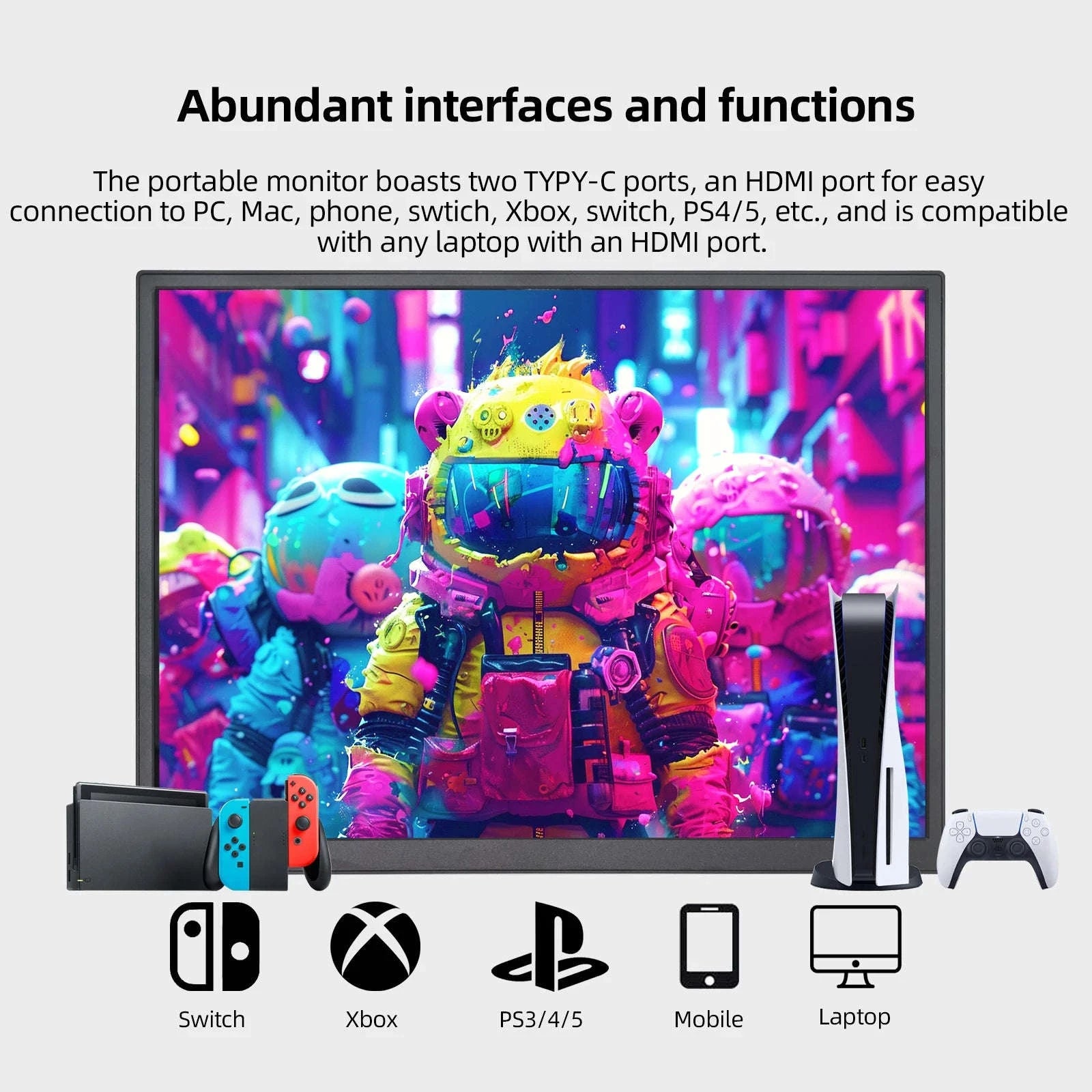 10.5" Portable Monitor 1920x1280 IPS USB-C HDMI for Laptop Console-ZSUS10A / NONE