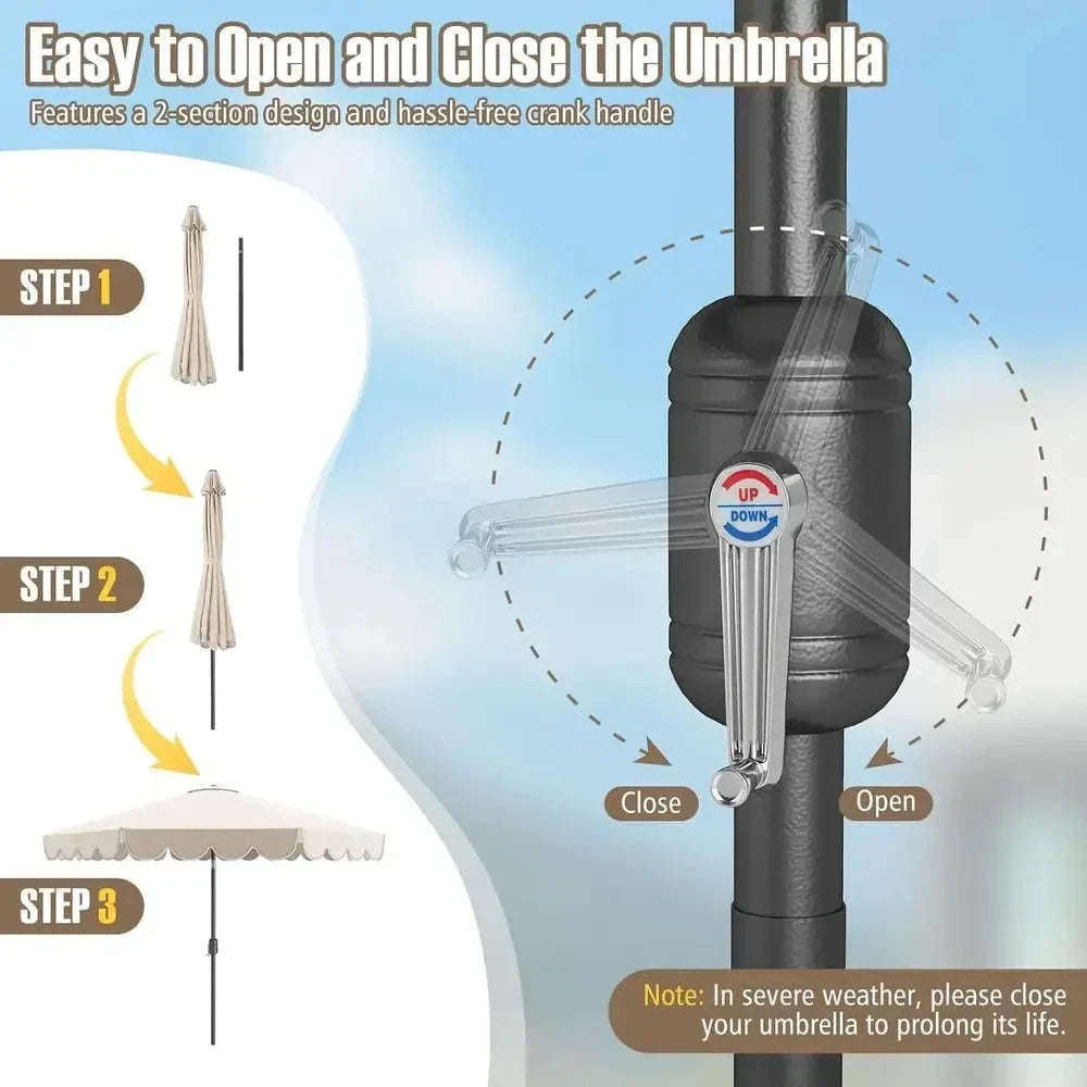 10-Foot 2-Tier Scalloped Patio Umbrella with Crank and 8 Ribs-United States