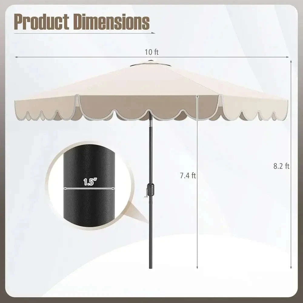 10-Foot 2-Tier Scalloped Patio Umbrella with Crank and 8 Ribs-United States