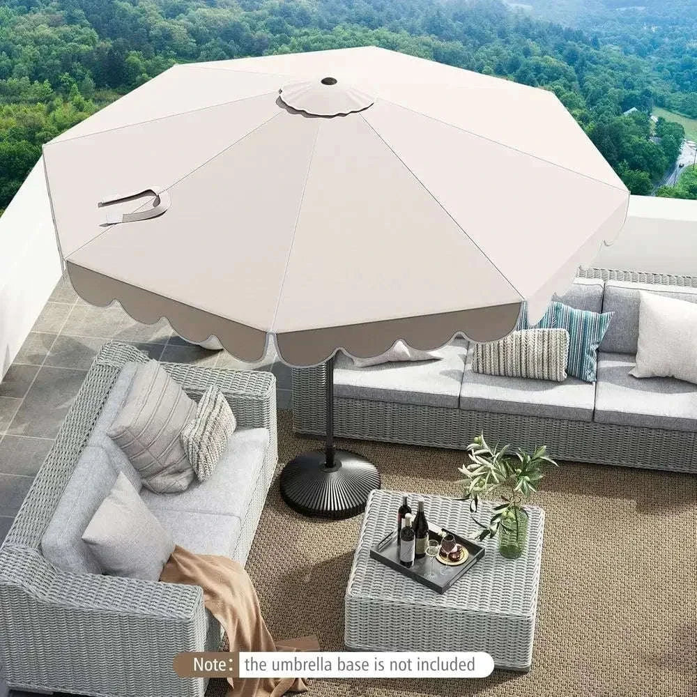 10-Foot 2-Tier Scalloped Patio Umbrella with Crank and 8 Ribs-United States