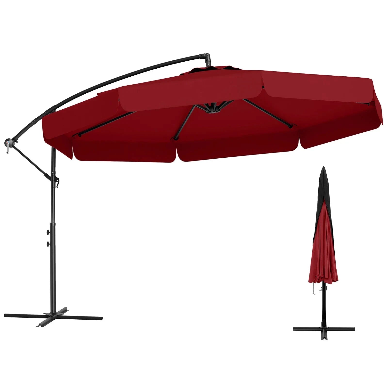 10 ft Offset Hanging Patio Umbrella with Cover-United States / Turquoise