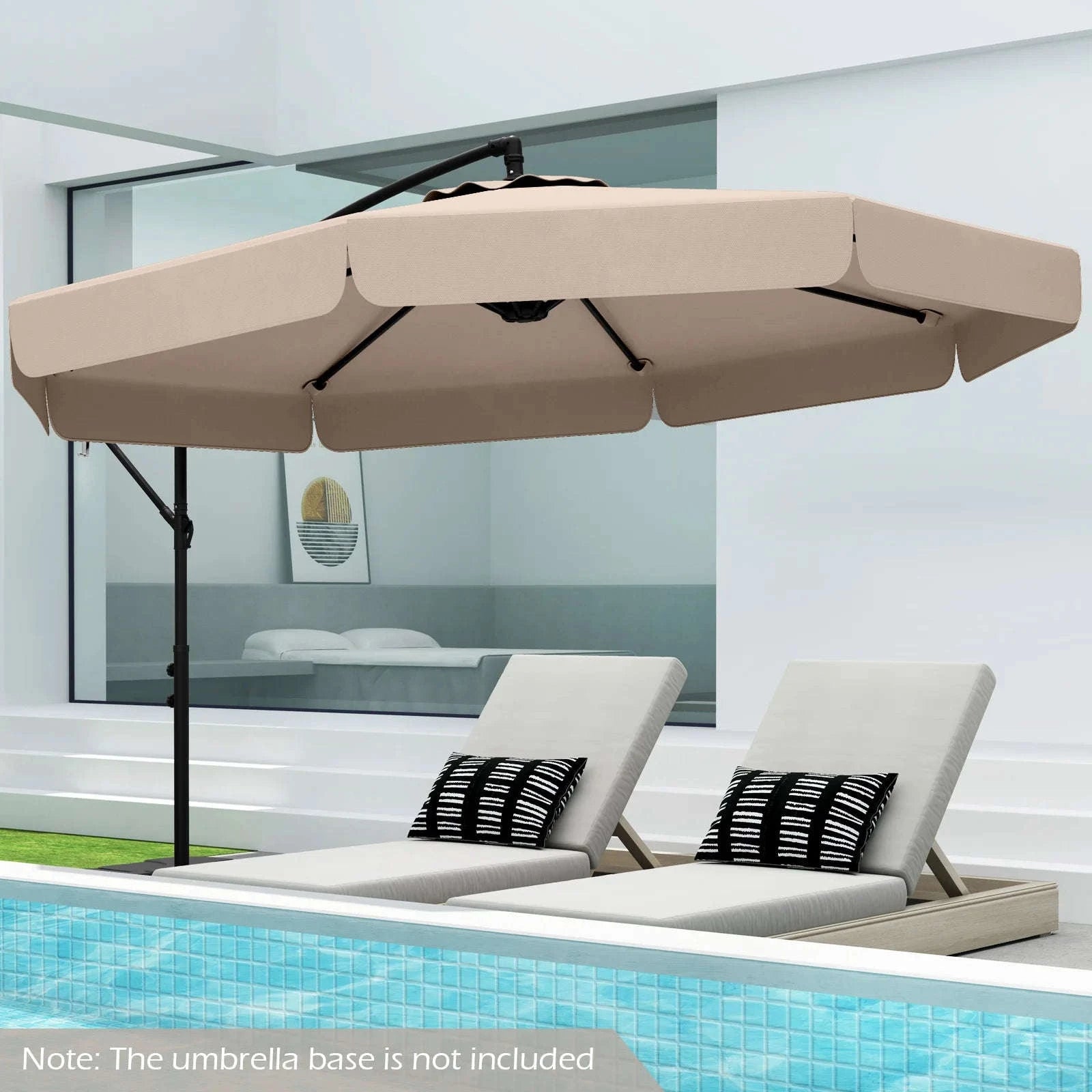 10 ft Offset Hanging Patio Umbrella with Cover-United States / Turquoise