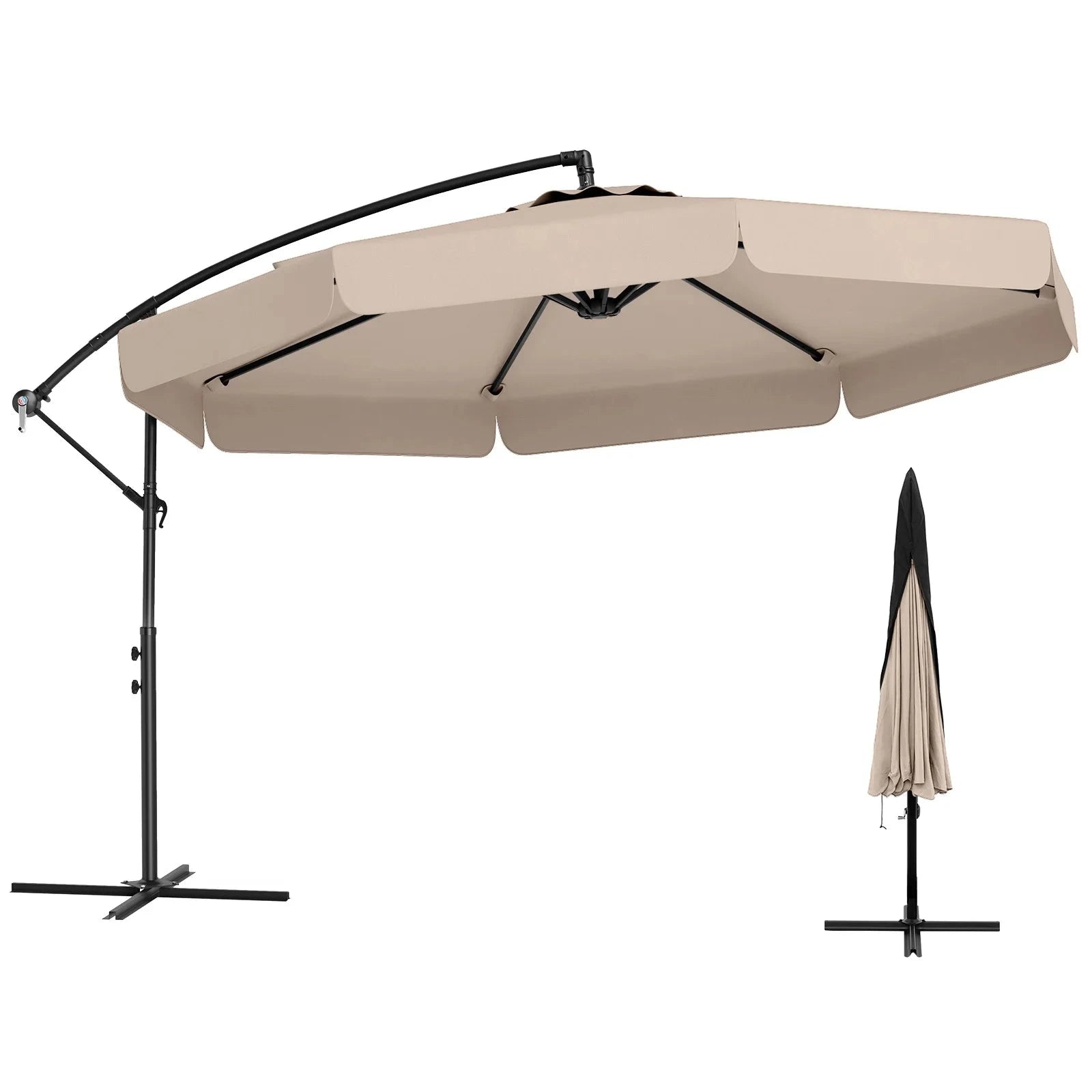 10 ft Offset Hanging Patio Umbrella with Cover-United States / Turquoise