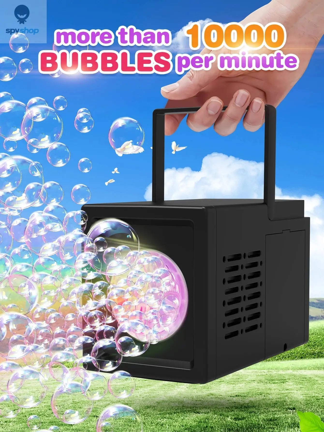 10 hole fully automatic bubble blowing handheld electric bubble machine toy outdoor birthday without battery and bubble water Spy-shop.com