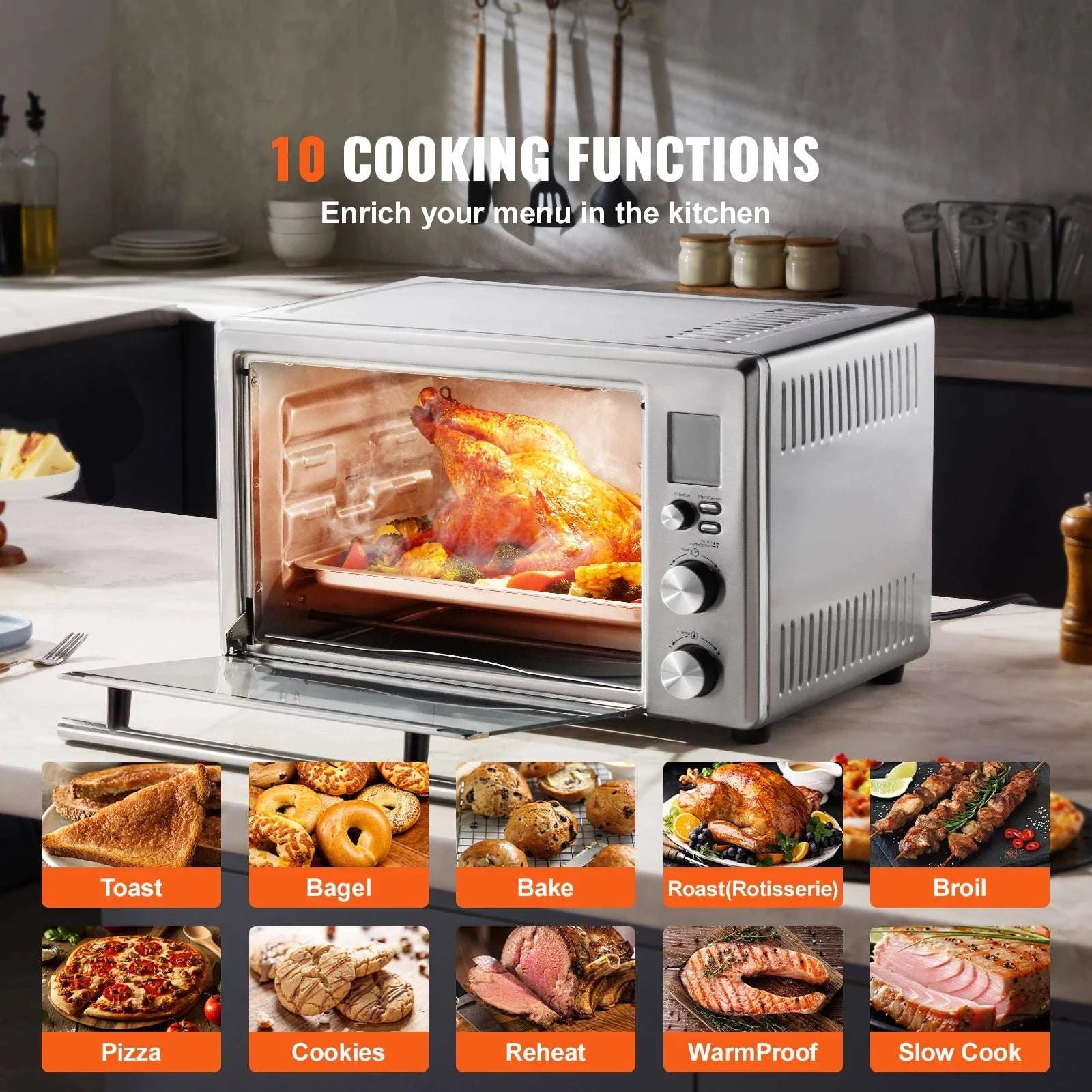 10-in-1 Convection Oven 28L Countertop Oven with Rotisserie-28L / United States