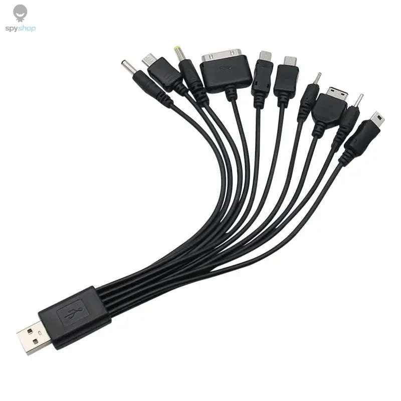 10‑in‑1 Multi‑Function USB Charging Cable – Universal, Travel‑Ready, Multi‑Device Power-black / CHINA