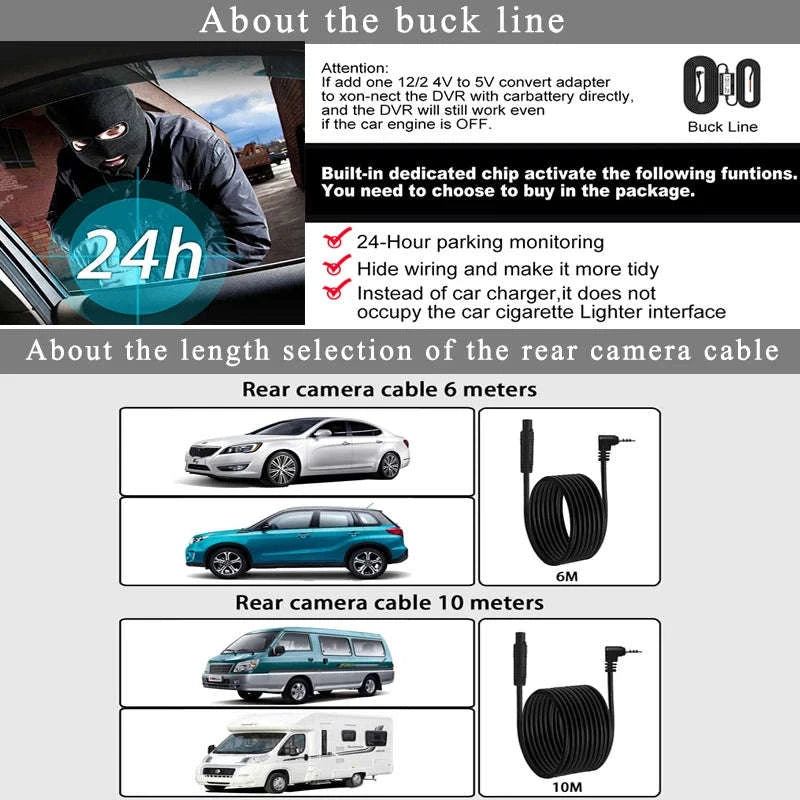 10-inch 4K Dash Cam DVR with CarPlay & Android Auto-4K-6M 1080P-BL-GPS