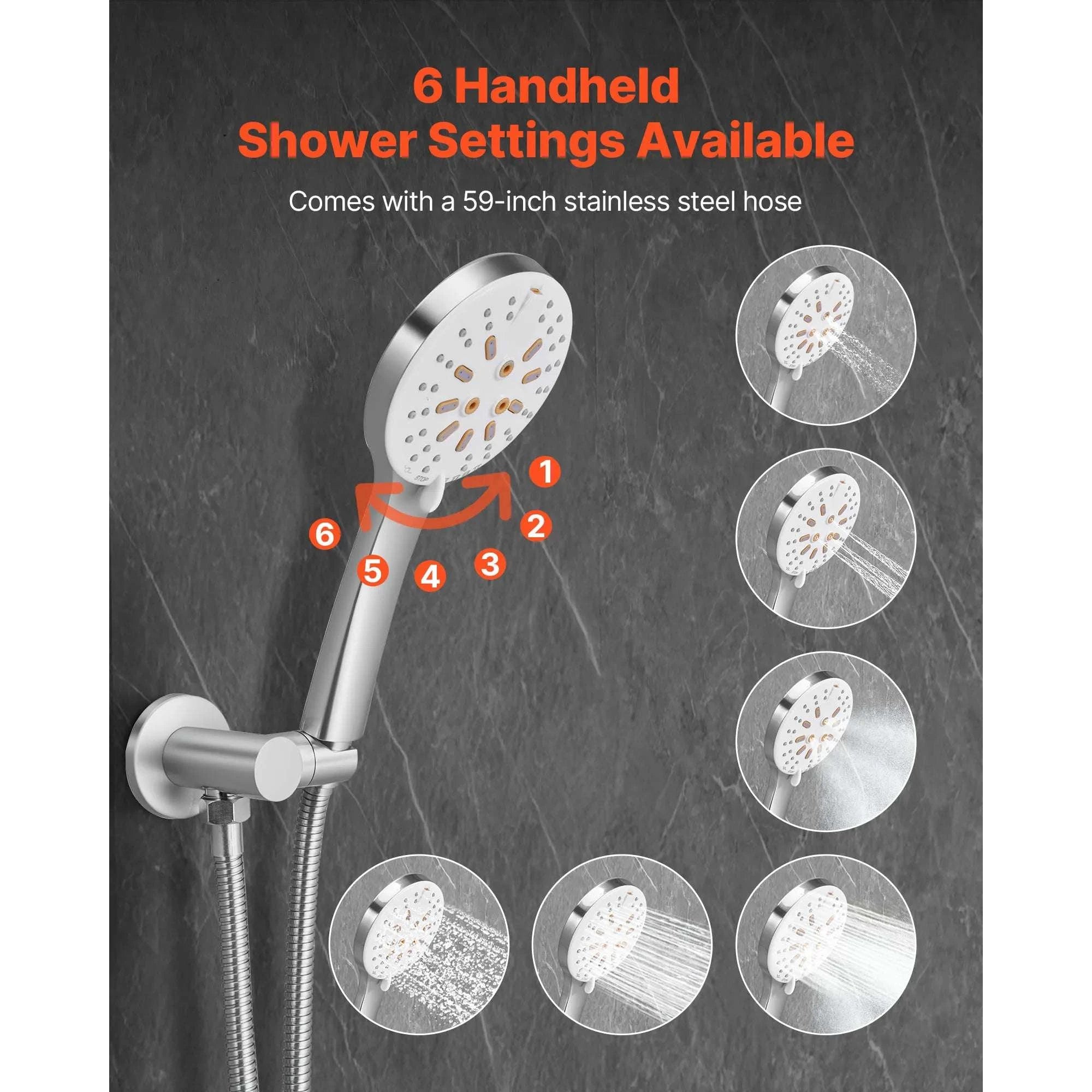 10-Inch Rainfall Shower System with Handheld Spray & Brass Valve-Matte Black 12Inch / United States