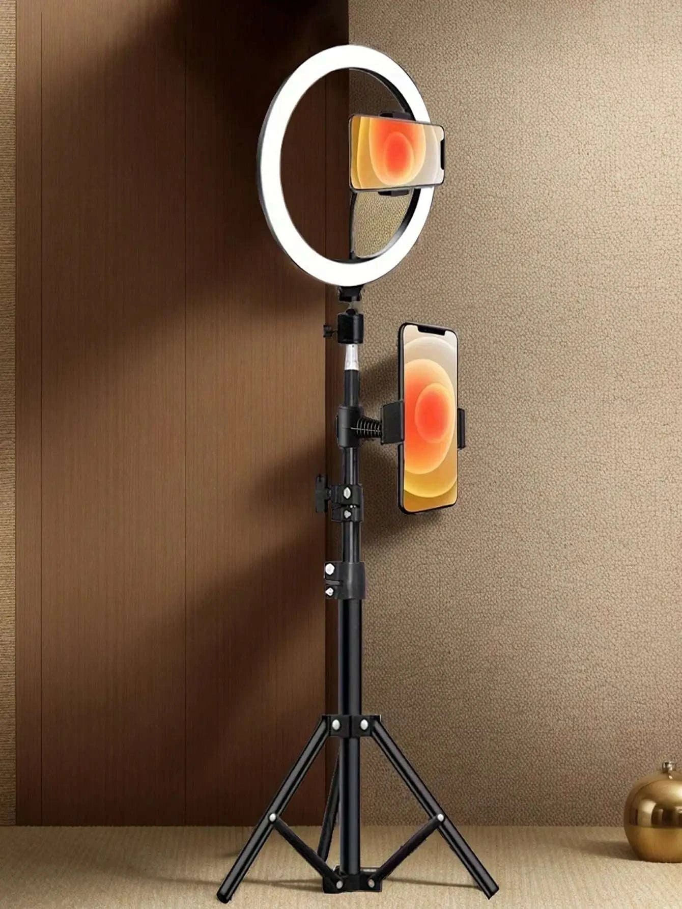 10-Inch Ring Light with 110cm Tripod Stand & Remote for Streaming-black