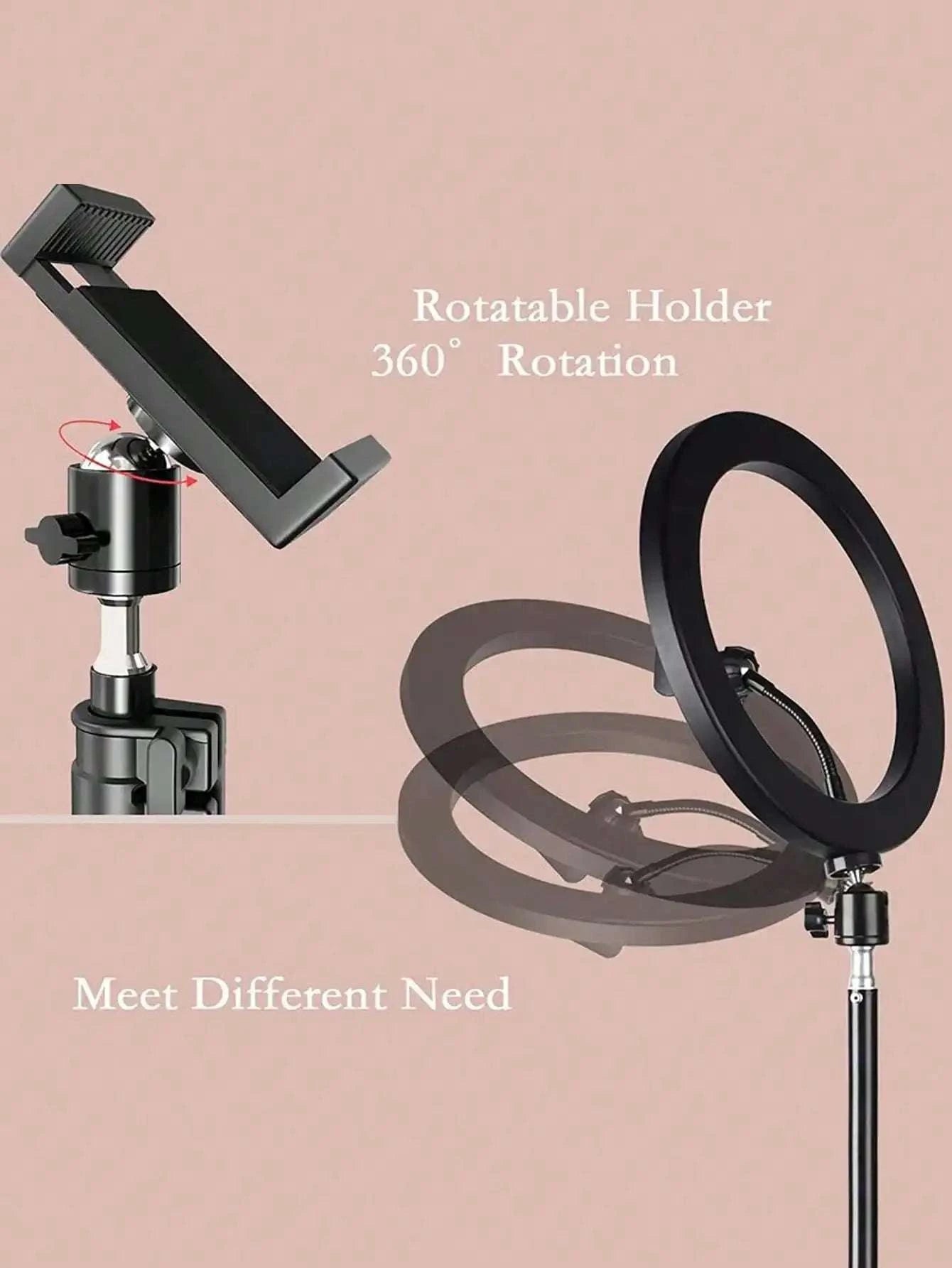 10-Inch Ring Light with 110cm Tripod Stand & Remote for Streaming-black