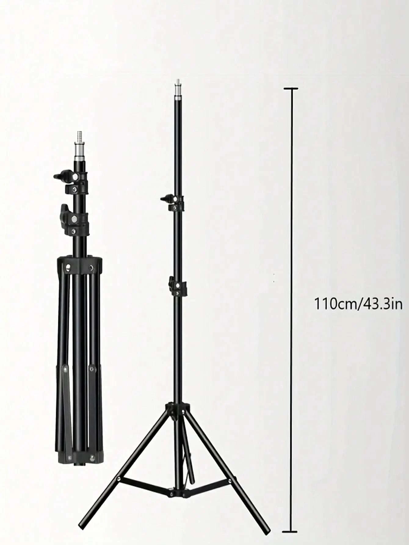 10-Inch Ring Light with 110cm Tripod Stand & Remote for Streaming-black