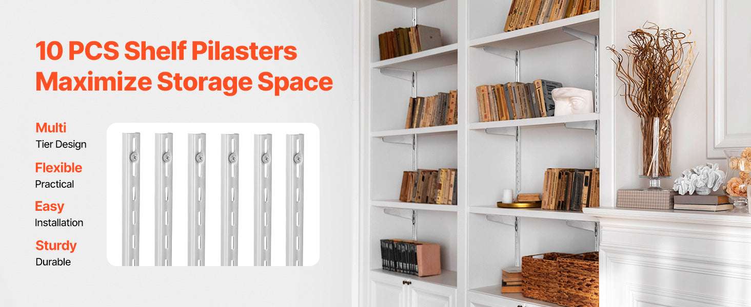 10-Pack 39" Shelf Pilaster Rails with Screws Adjustable Wall System-10 PCS / United States