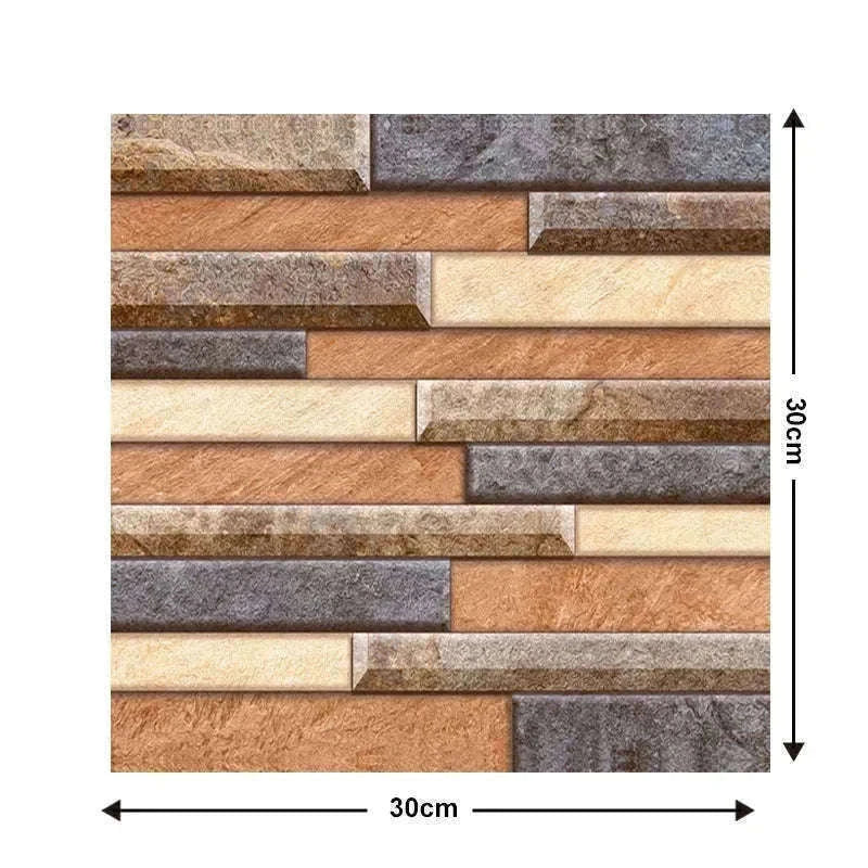 10 Pack 3D Self-Adhesive PVC Wall Panels for Easy Room Refresh-Wall Stickers 524 / 30cmX30cmX10pcs