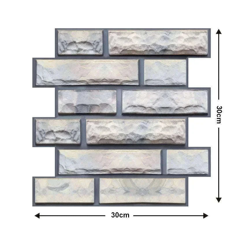 10 Pack 3D Self-Adhesive PVC Wall Panels for Easy Room Refresh-Wall Stickers 524 / 30cmX30cmX10pcs