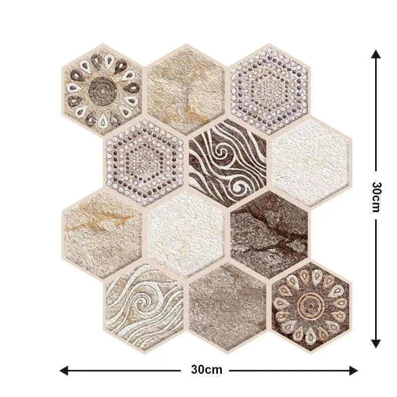 10 Pack 3D Self-Adhesive PVC Wall Panels for Easy Room Refresh-Wall Stickers 524 / 30cmX30cmX10pcs