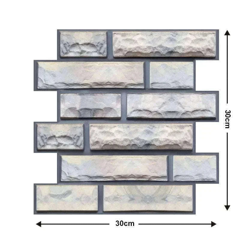 10 Pack 3D Self-Adhesive PVC Wall Panels for Easy Room Refresh-Wall Stickers 524 / 30cmX30cmX10pcs