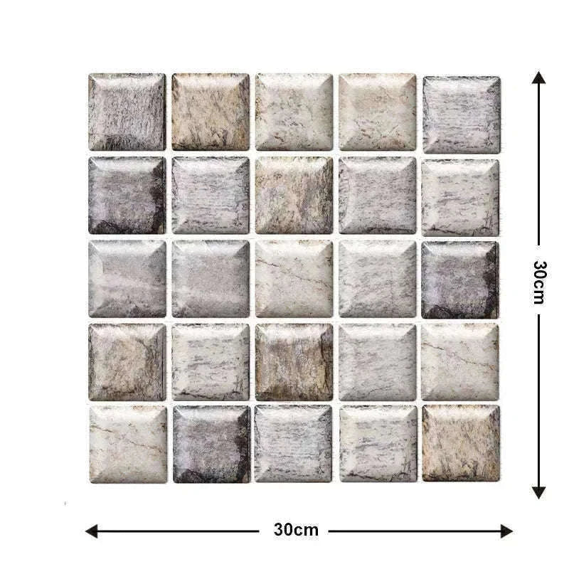 10 Pack 3D Self-Adhesive PVC Wall Panels for Easy Room Refresh-Wall Stickers 524 / 30cmX30cmX10pcs
