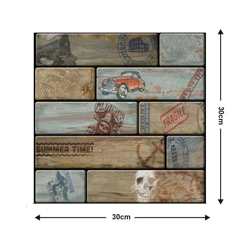 10 Pack 3D Self‑Adhesive Wall Stickers PVC Panels-Wall Stickers 524 / 30cmX30cmX10pcs