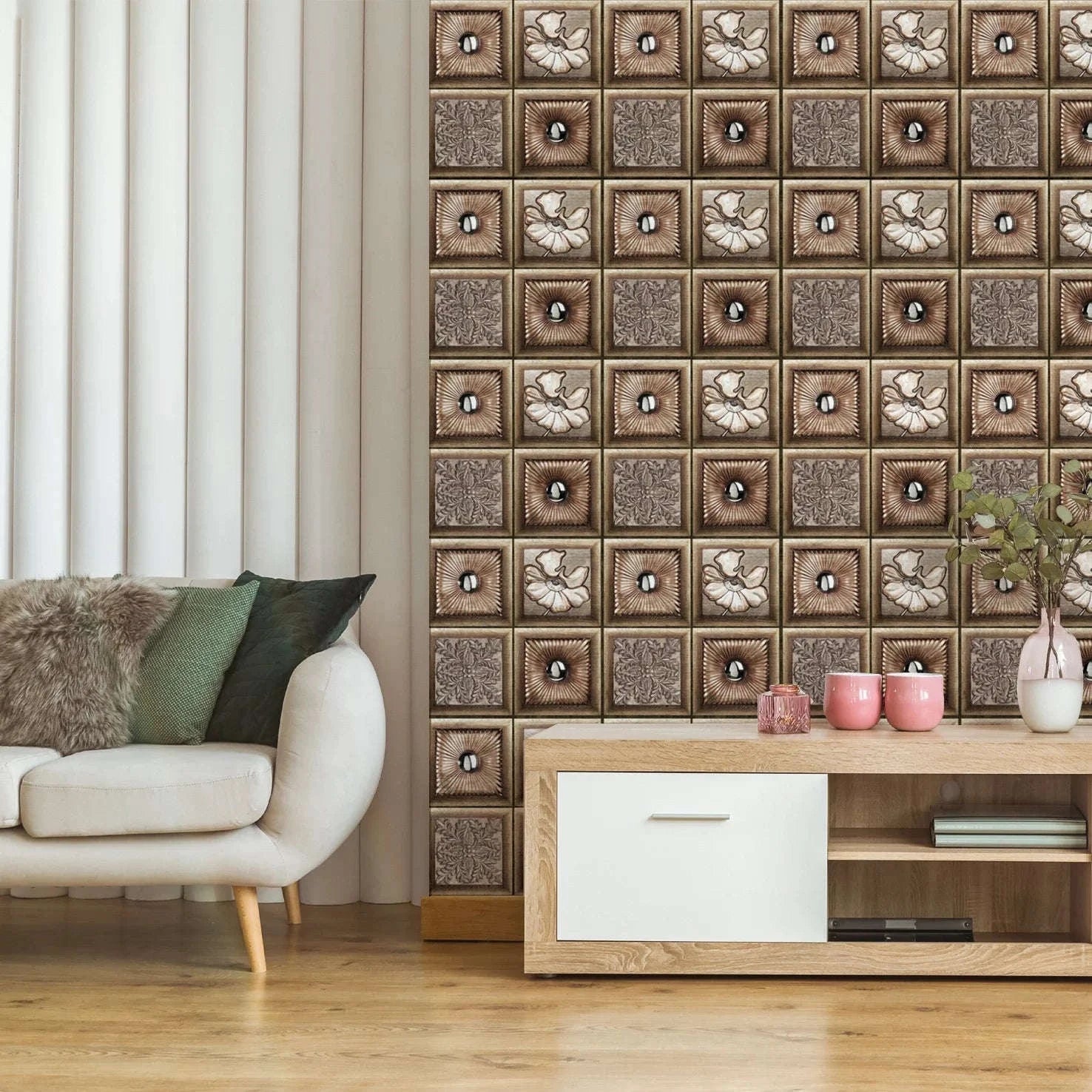 10 Pack 3D Self‑Adhesive Wall Stickers PVC Panels-Wall Stickers 524 / 30cmX30cmX10pcs