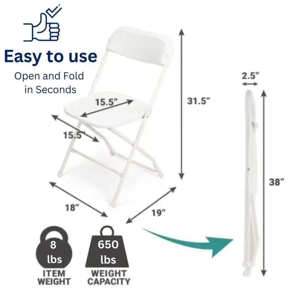 10 Pack Heavy Duty Folding Chairs 650 lb Capacity for Events-WhiteWhite-Classic-1 / United States