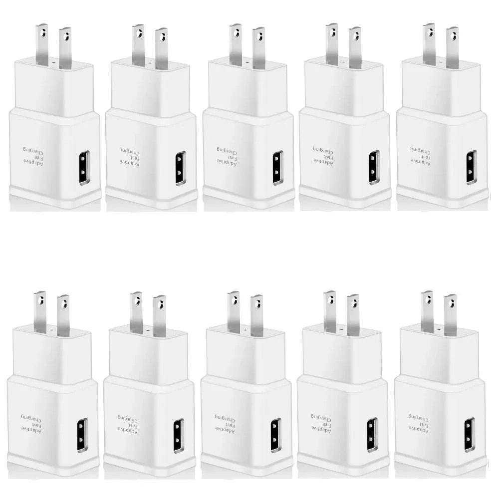 10-Pack QC3.0 Fast Charging USB Wall Chargers EU/US Plug-US plug White / 10pcs (total)