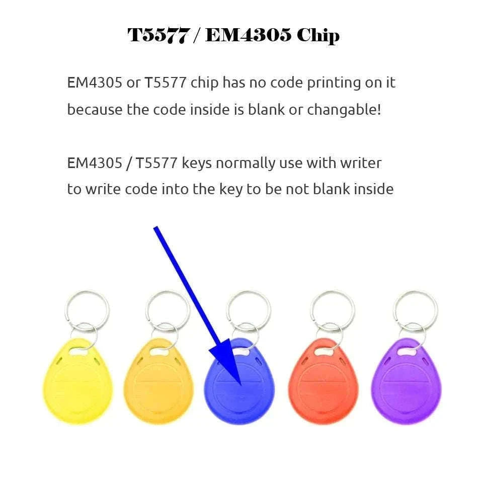 10 Pack T5577 Rewritable RFID Keyfobs for Access Control-10Yellow-KeyT57