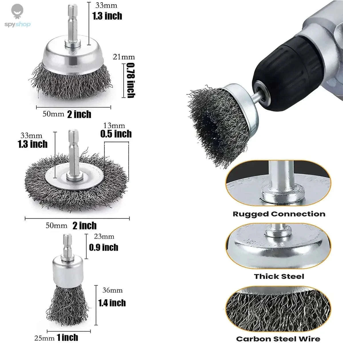 10-Piece Drill Wire Brush Set for Rust Removal and Prep-3pcs
