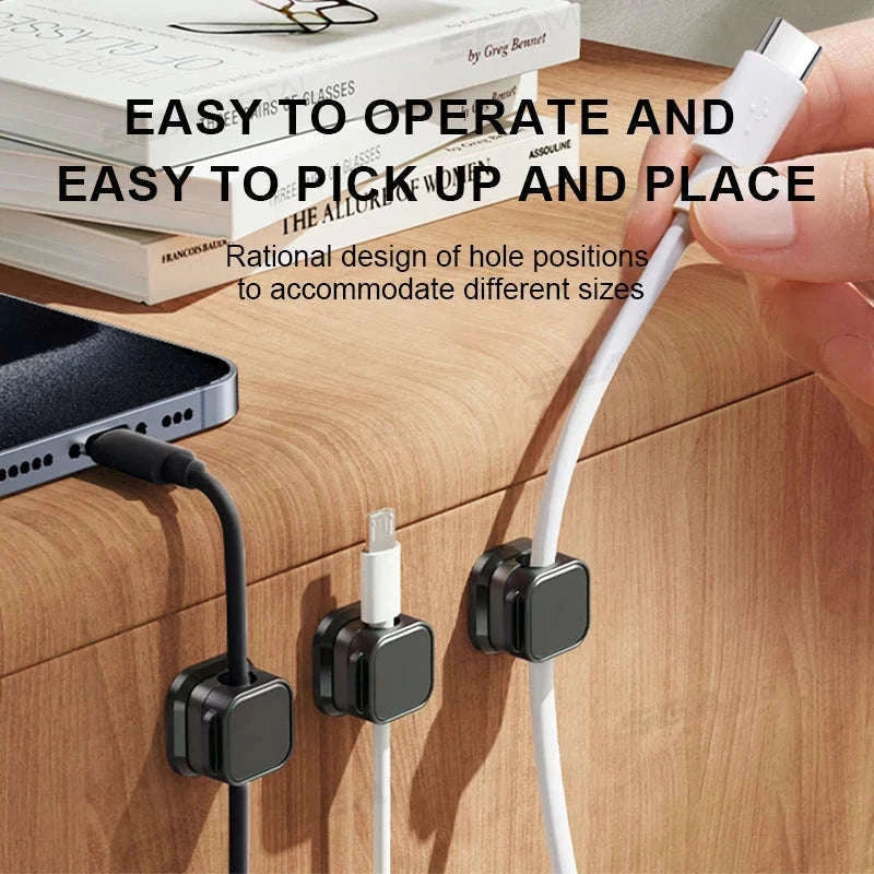 10-Piece Magnetic Self-Adhesive Cable Holder Clips-White 10pcs