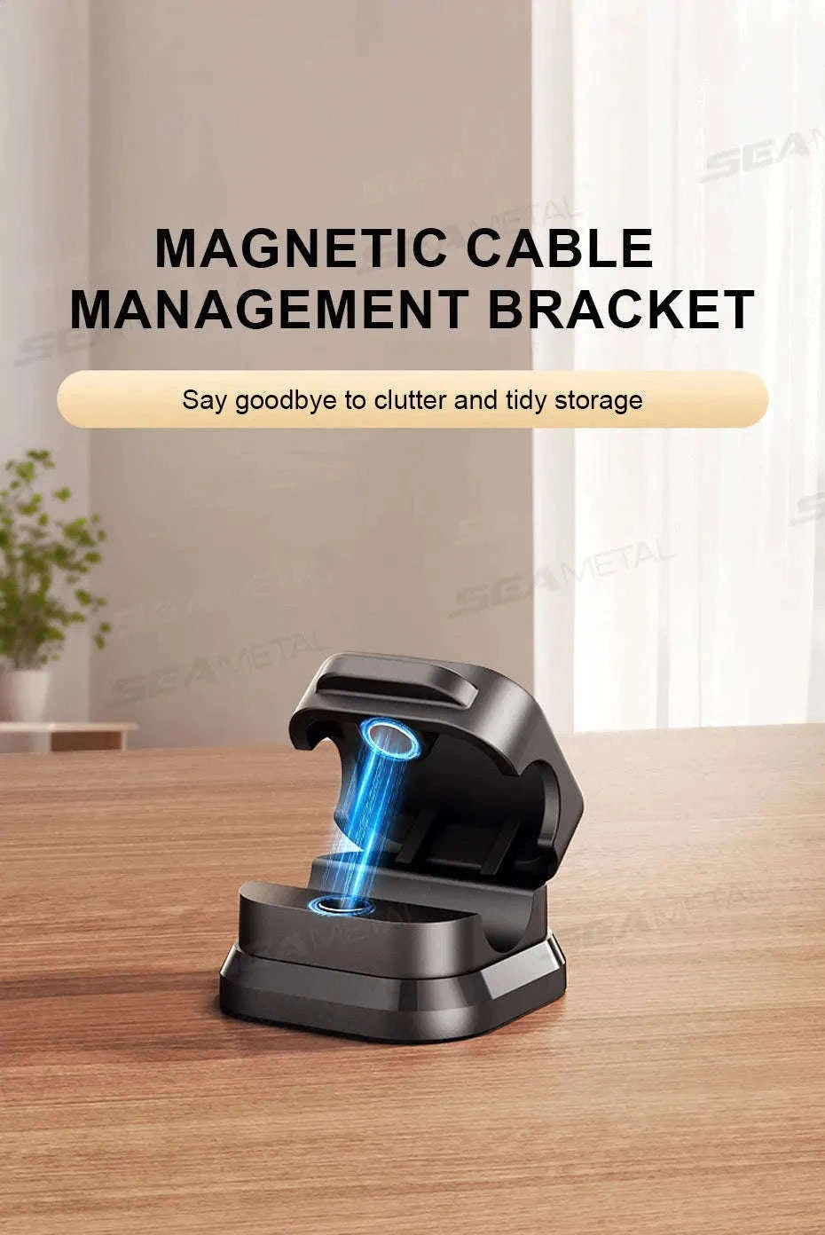 10-Piece Self-Adhesive Magnetic Cable Clips-Black 10pcs