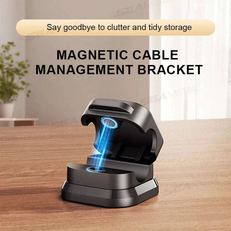 10-Piece Self-Adhesive Magnetic Cable Clips-Black 10pcs
