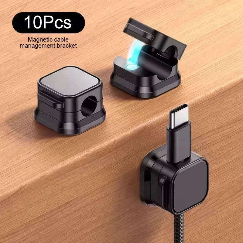 10-Piece Self-Adhesive Magnetic Cable Clips-Black 10pcs