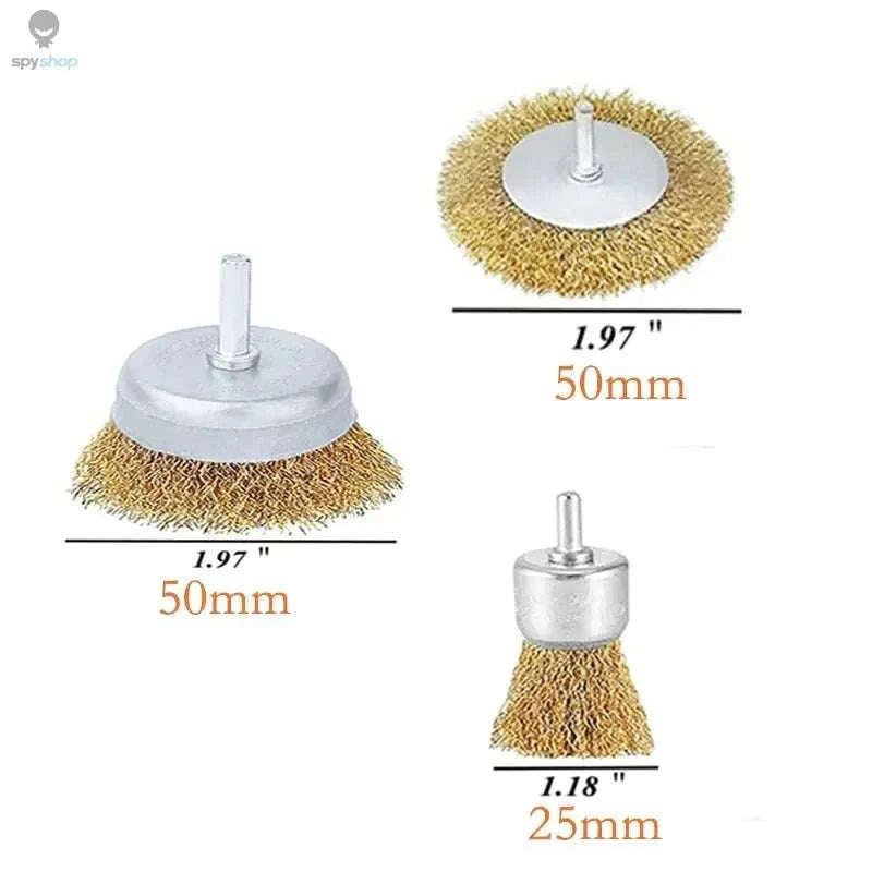 10-Piece Steel Wire Brush Drill Set for Rust Removal-3PC