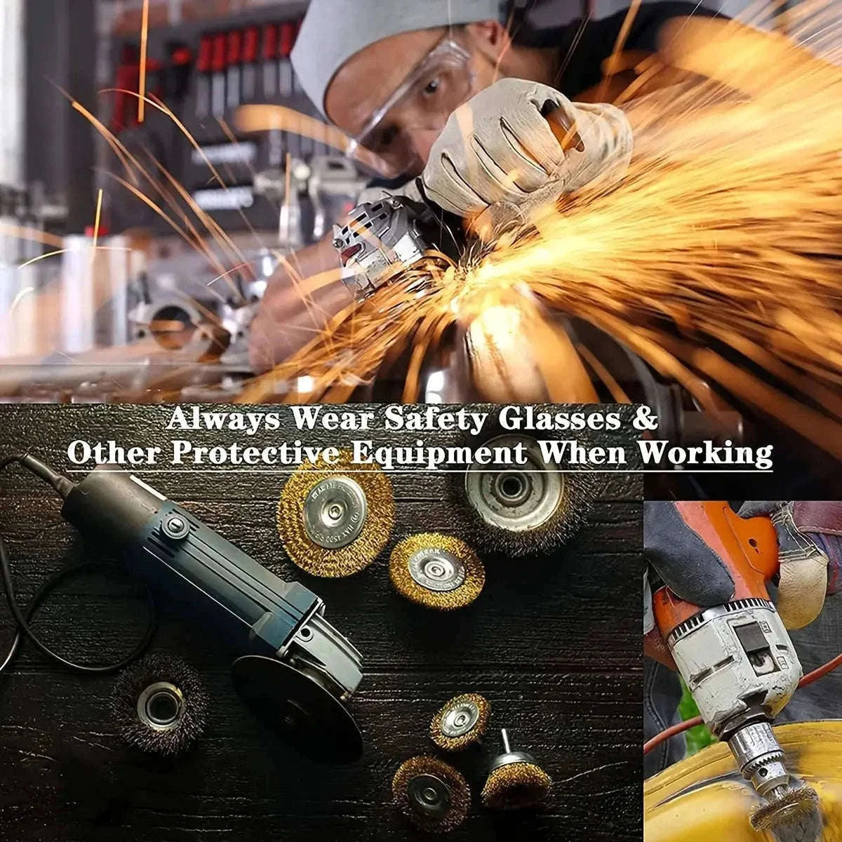 10-Piece Steel Wire Brush Drill Set for Rust Removal-3PC