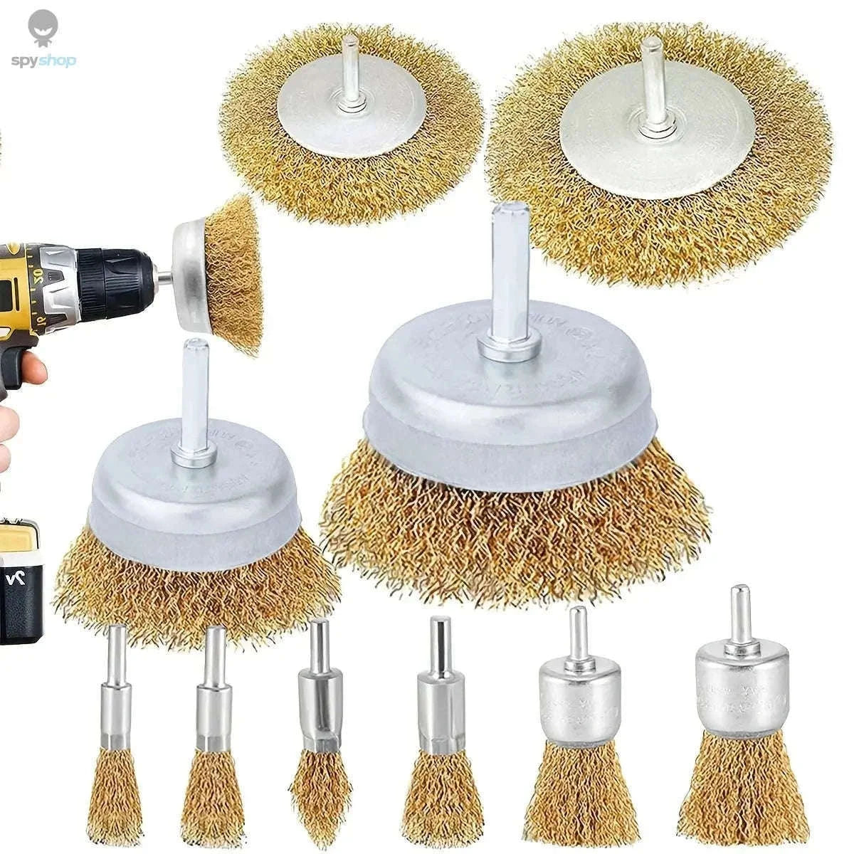 10-Piece Steel Wire Brush Drill Set for Rust Removal-3PC