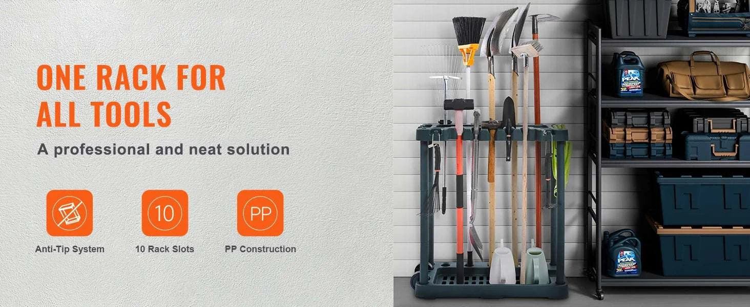 10-Slot Garden Tool Organizer Rack for Garage Storage Stand-10 Slots / GERMANY