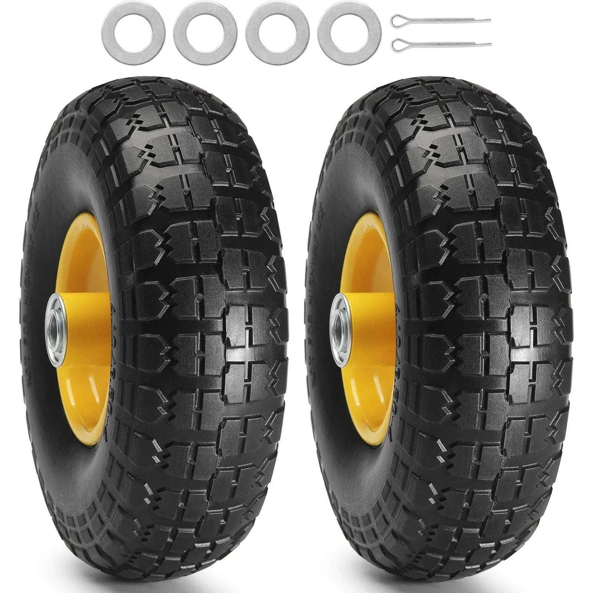 10" Solid PU Run-Flat Tire Wheels (2-Pack) for Carts & Dollies-400 lbs / United States