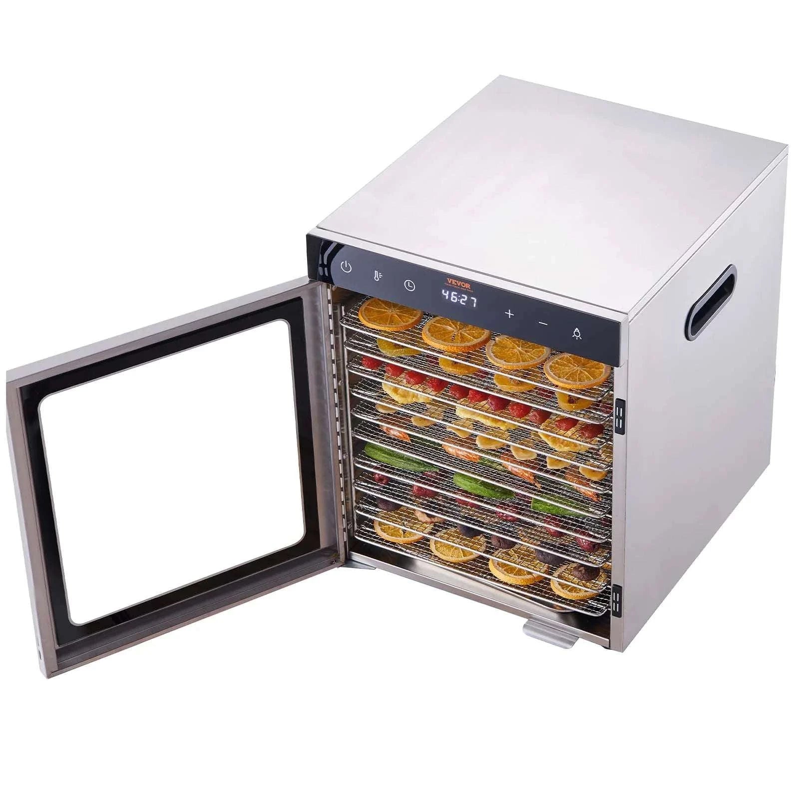 10-Tray Food Dehydrator Stainless Steel with Timer & Temperature Control-10 Trays 1000W / france