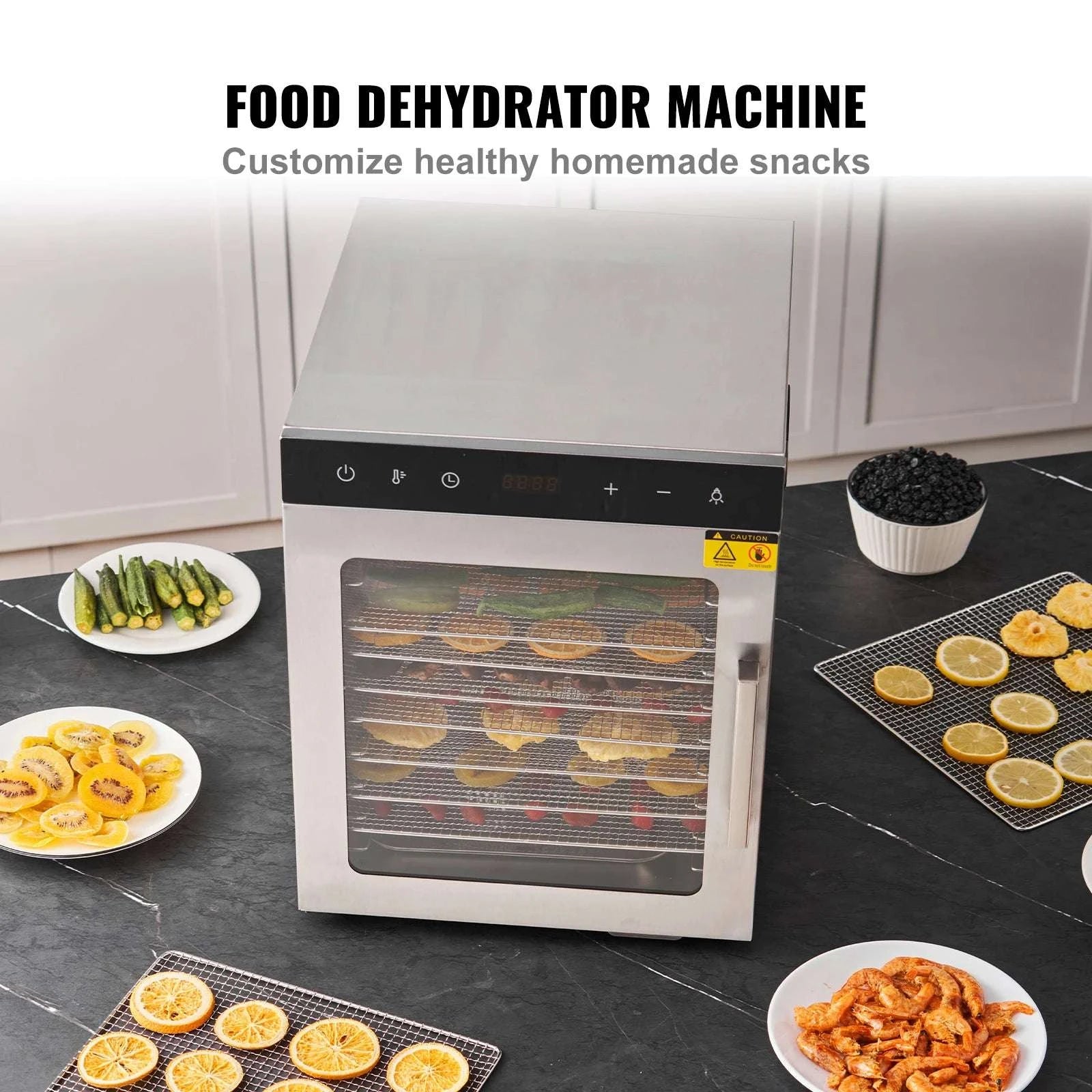 10-Tray Food Dehydrator Stainless Steel with Timer & Temperature Control-10 Trays 1000W / france
