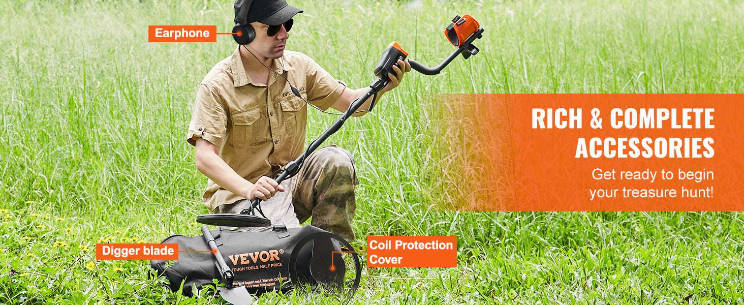10" Waterproof Metal Detector with LCD, 7 Modes & Adjustable Stem-10 Inch Search Coil / United States