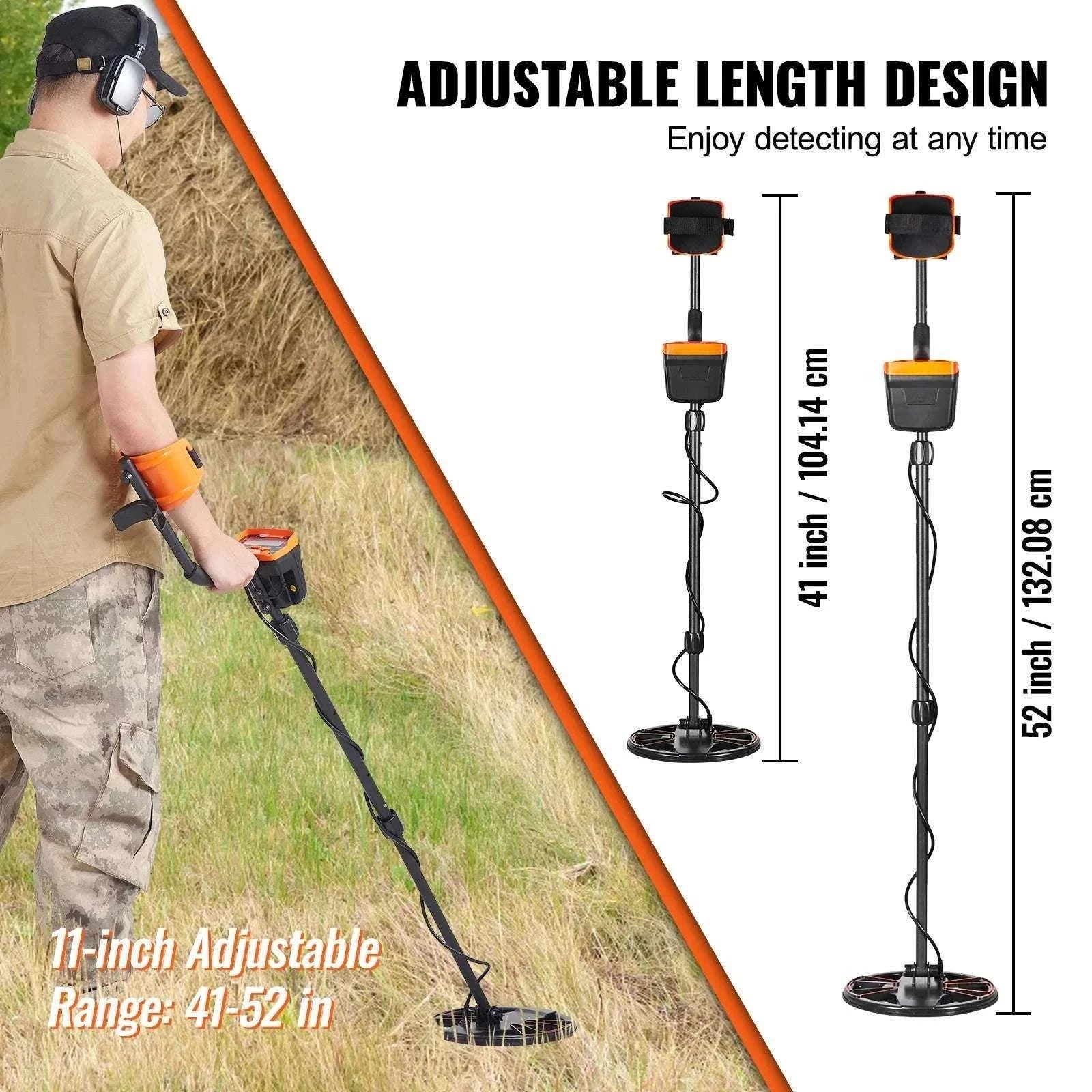 10" Waterproof Metal Detector with LCD, 7 Modes & Adjustable Stem-10 Inch Search Coil / United States