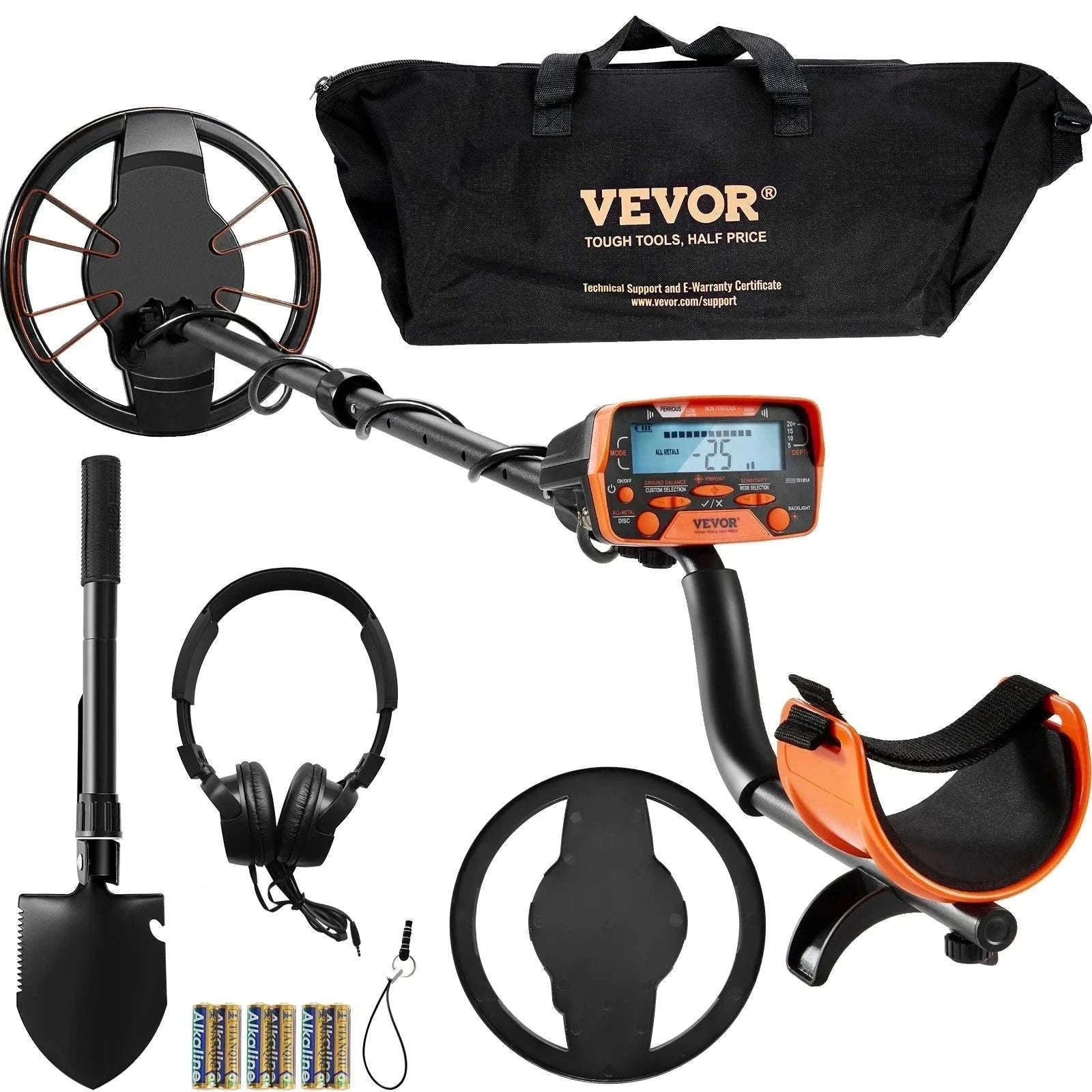 10" Waterproof Metal Detector with LCD, 7 Modes & Adjustable Stem-10 Inch Search Coil / United States